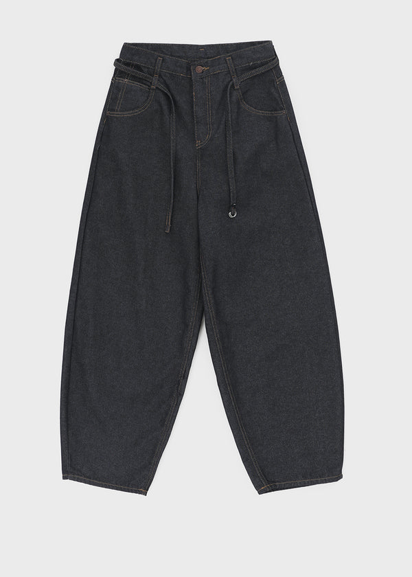 Deringt Non-fade Raw Balloon Denim Pants