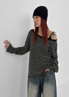 Gati Stripe Boat Neck Long Sleeve T-shirt