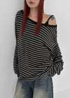 Gati Stripe Boat Neck Long Sleeve T-shirt