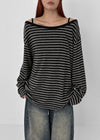 Gati Stripe Boat Neck Long Sleeve T-shirt