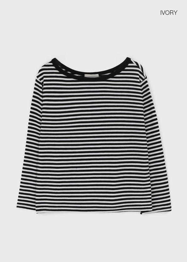 Gati Stripe Boat Neck Long Sleeve T-shirt