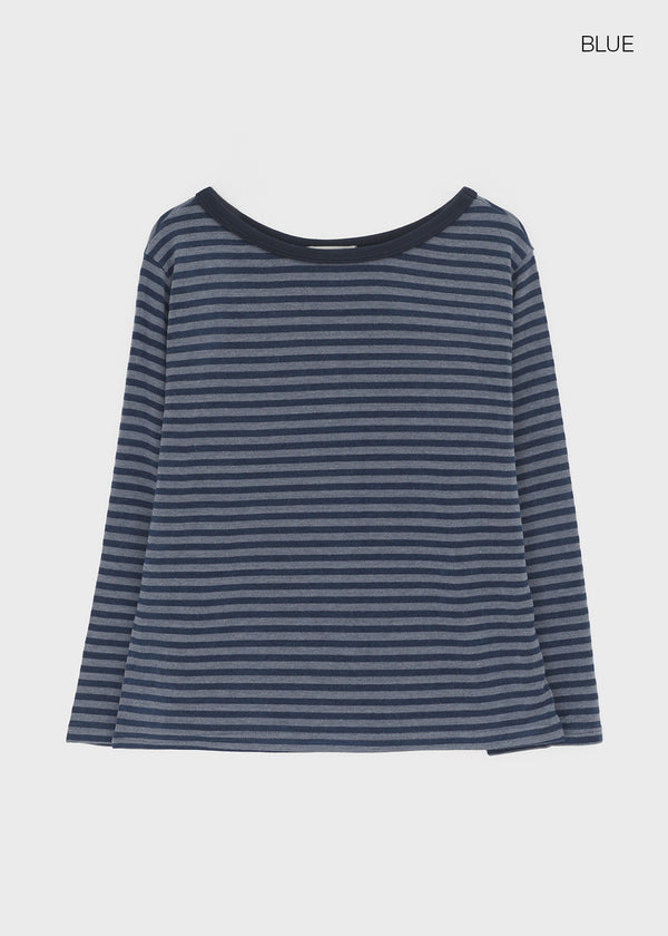 Gati Stripe Boat Neck Long Sleeve T-shirt