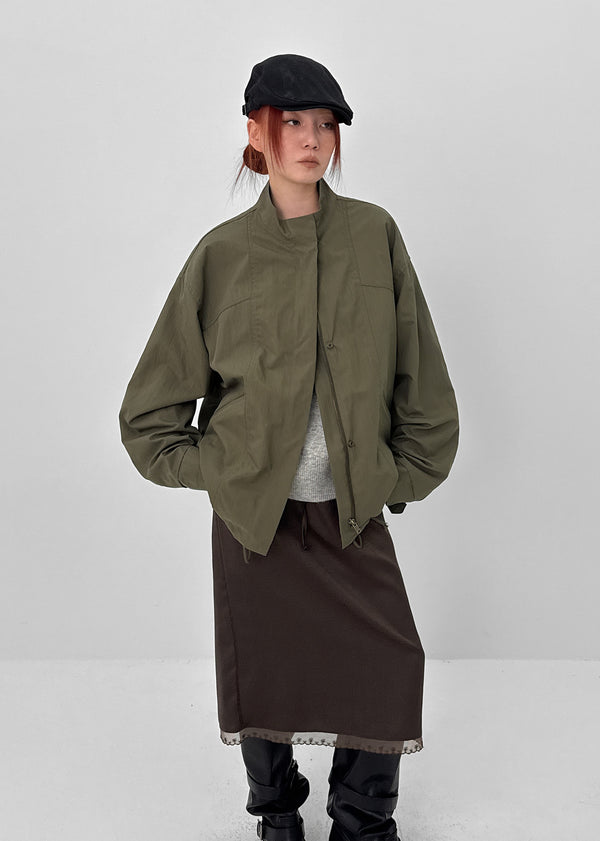 Shoulde High-neck Bomber Jacket