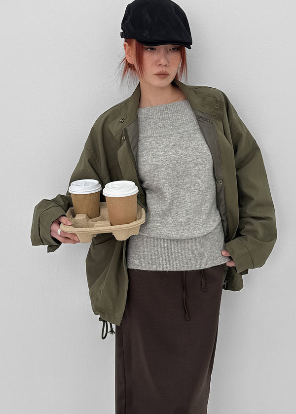 Shoulde High-neck Bomber Jacket