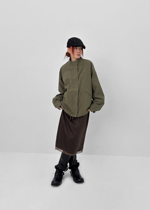 Shoulde High-neck Bomber Jacket