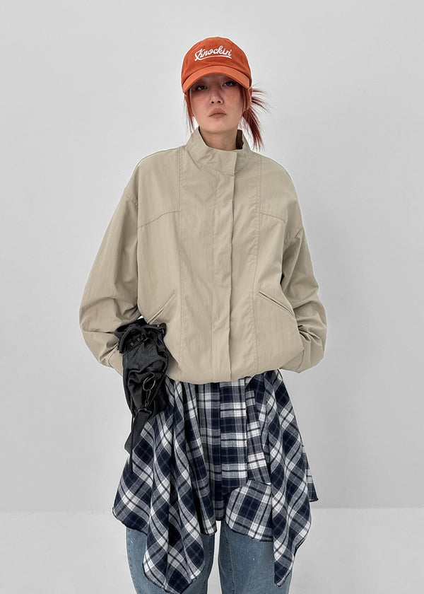 Shoulde High-neck Bomber Jacket