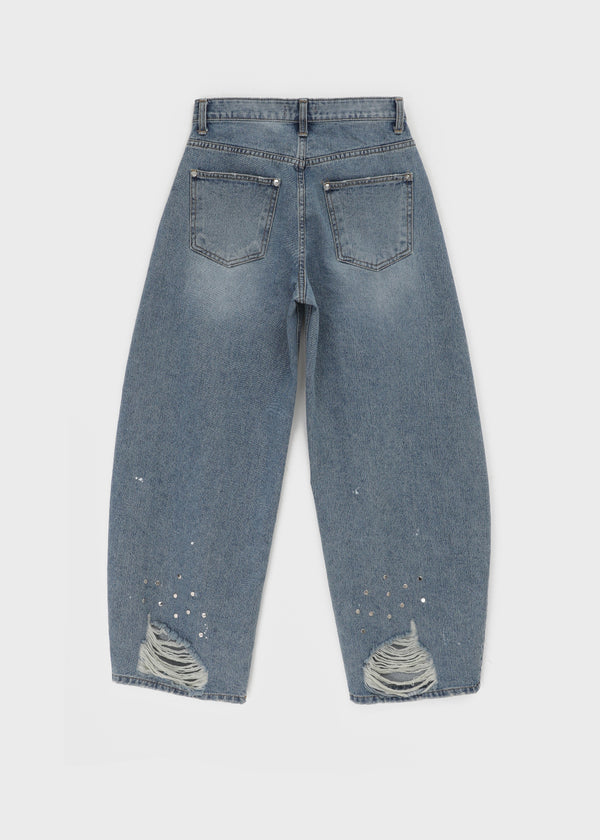 Hitni Studded Damage Balloon Denim Pants