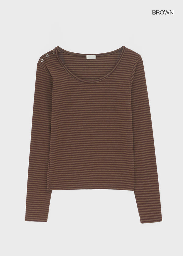Toto Snap Button Stripe Long Sleeve T-shirt