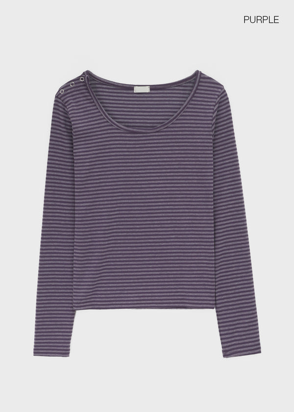 Toto Snap Button Stripe Long Sleeve T-shirt