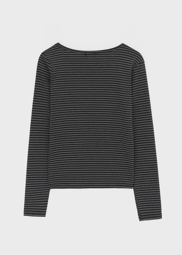 Toto Snap Button Stripe Long Sleeve T-shirt