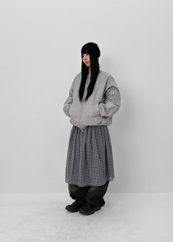 (UNISEX) Vinal Quilted Two-way Flight Jacket