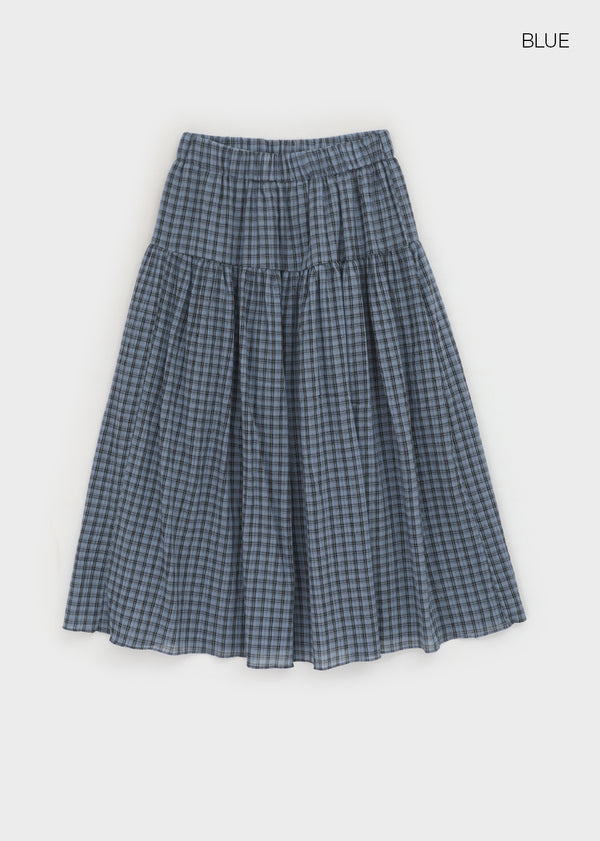 Nerdty Check Flare Long Skirt