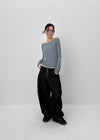(UNISEX) Blackie Button Non-fade Raw Fabric Balloon Wide Denim Pants