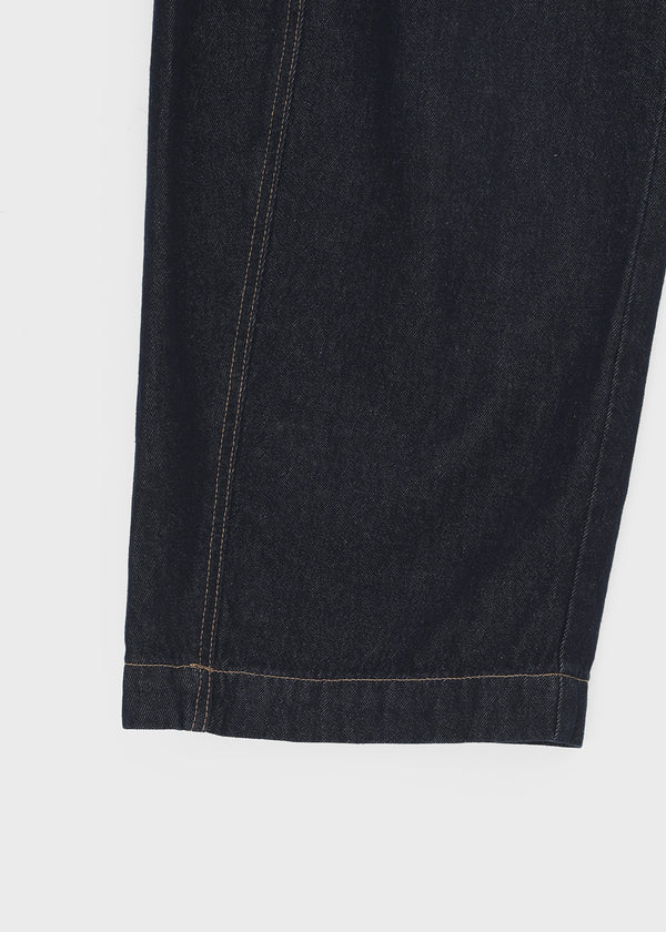 (UNISEX) Blackie Button Non-fade Raw Fabric Balloon Wide Denim Pants