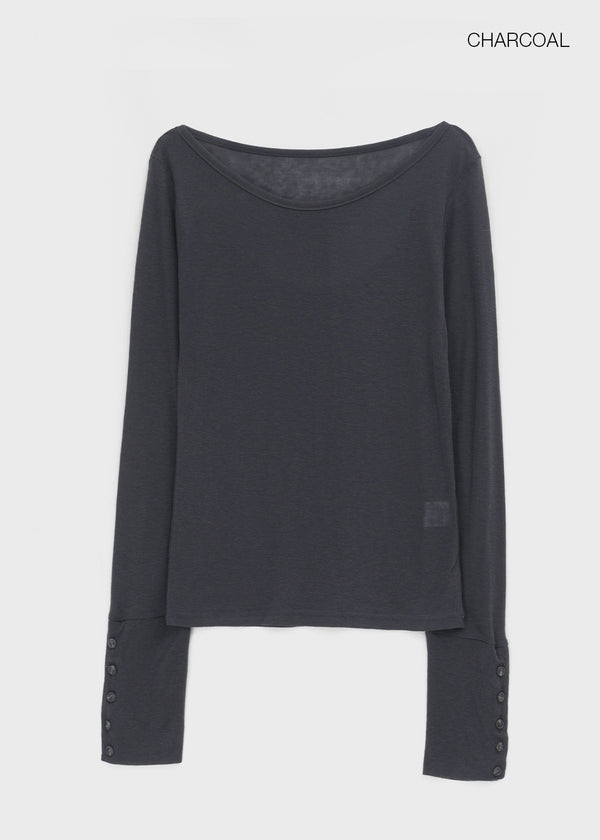 Bernal Sleeve Button Tencel Long Sleeve Tee