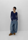 (UNISEX) Recoop Wide Balloon Banding Denim Pants