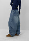 (UNISEX) Recoop Wide Balloon Banding Denim Pants