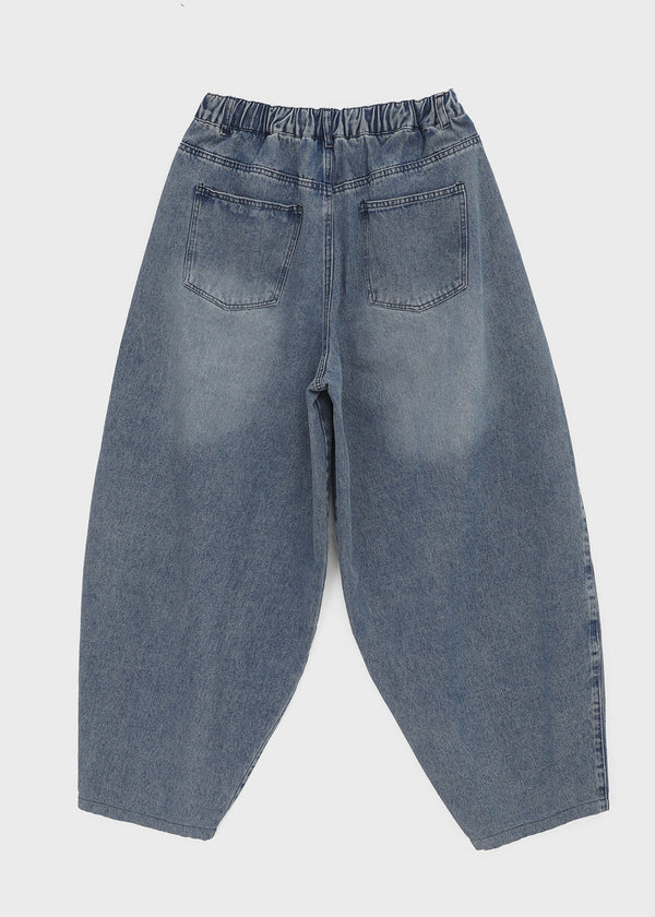 (UNISEX) Recoop Wide Balloon Banding Denim Pants