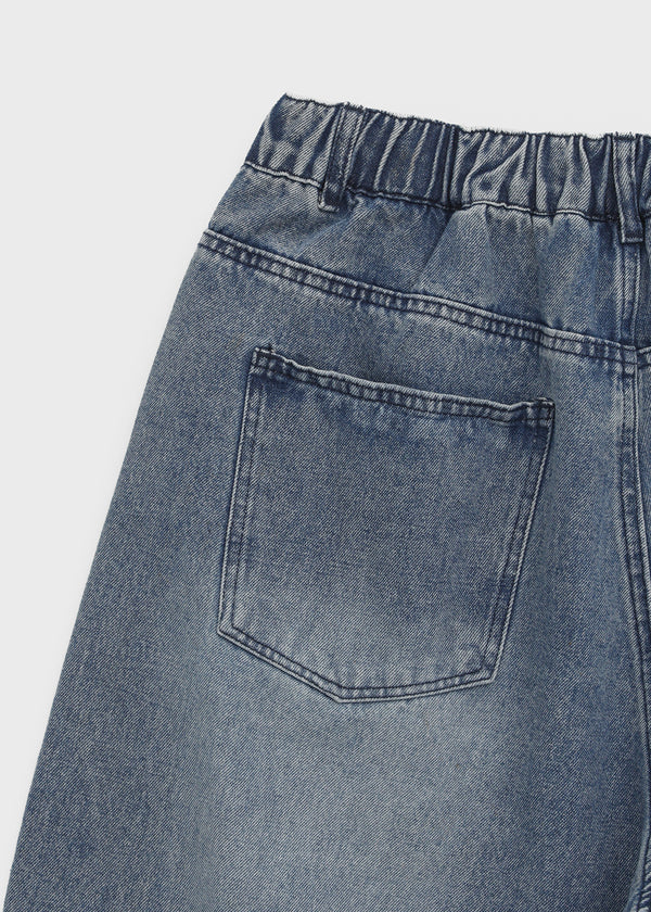 (UNISEX) Recoop Wide Balloon Banding Denim Pants