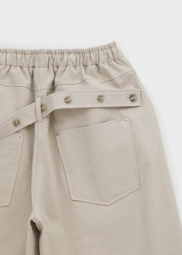 Rolleng Back Button Wide Two-way Banding Pants