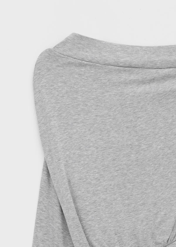 Split Shirring One-shoulder Long-sleeved T-shirt