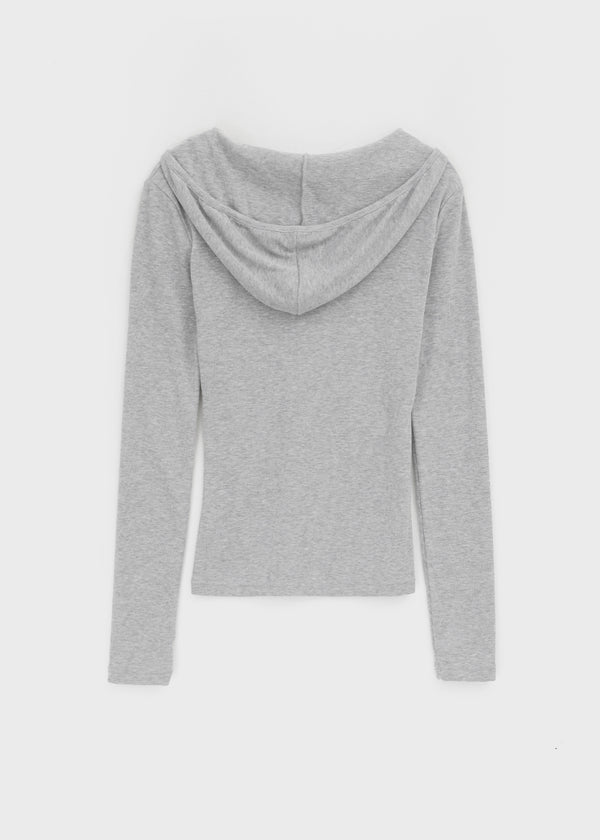 Baol V-neck Button Hooded Long-sleeved T-shirt