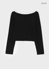 Labelson Boatneck Semi-crop Long Sleeve T-shirt