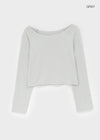Labelson Boatneck Semi-crop Long Sleeve T-shirt