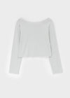 Labelson Boatneck Semi-crop Long Sleeve T-shirt