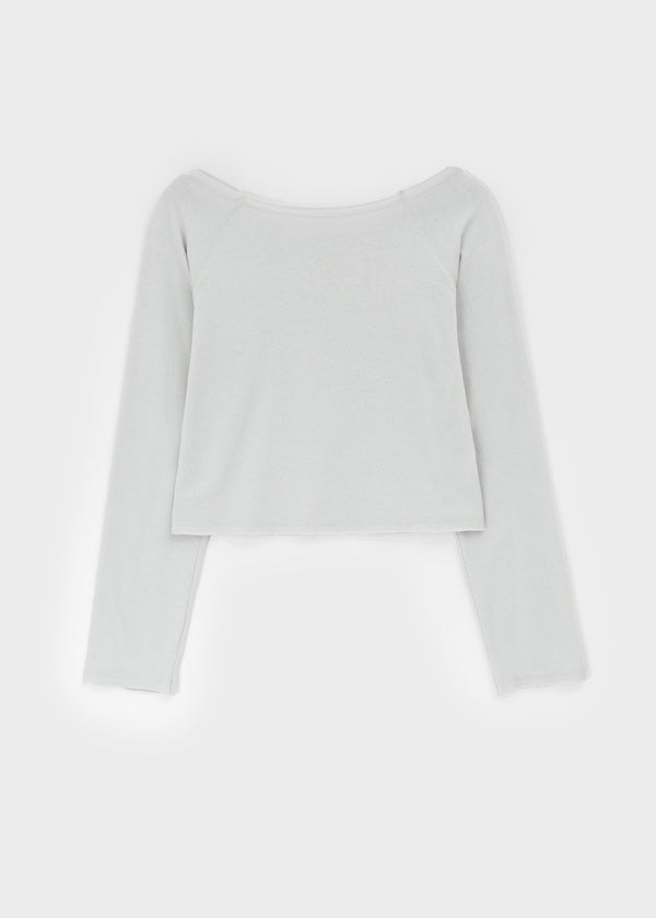 Labelson Boatneck Semi-crop Long Sleeve T-shirt