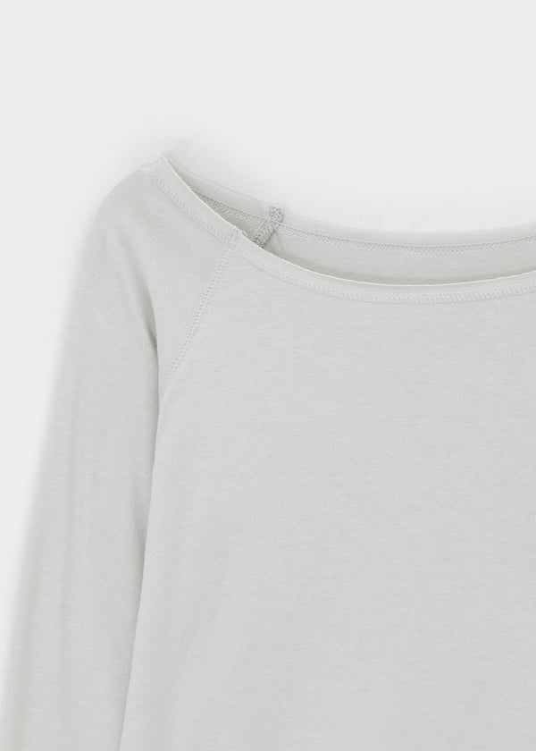 Labelson Boatneck Semi-crop Long Sleeve T-shirt