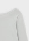 Labelson Boatneck Semi-crop Long Sleeve T-shirt