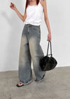 Oladi Washed Wide Bootcut Denim Pants