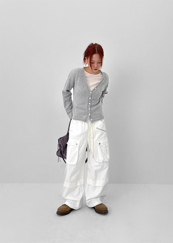 Nittomo Set - V-neck Cardigan, Layered Skirt