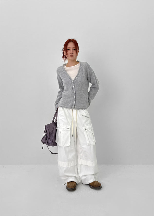 Nittomo Set - V-neck Cardigan, Layered Skirt