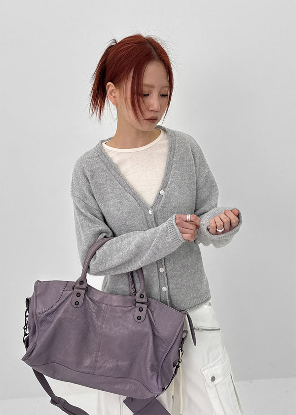 Nittomo Set - V-neck Cardigan, Layered Skirt