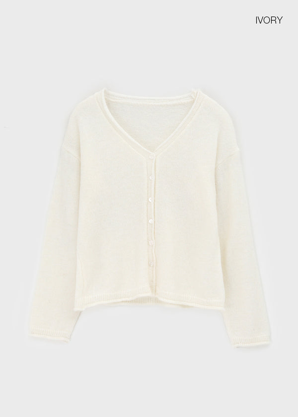 Nittomo Set - V-neck Cardigan, Layered Skirt