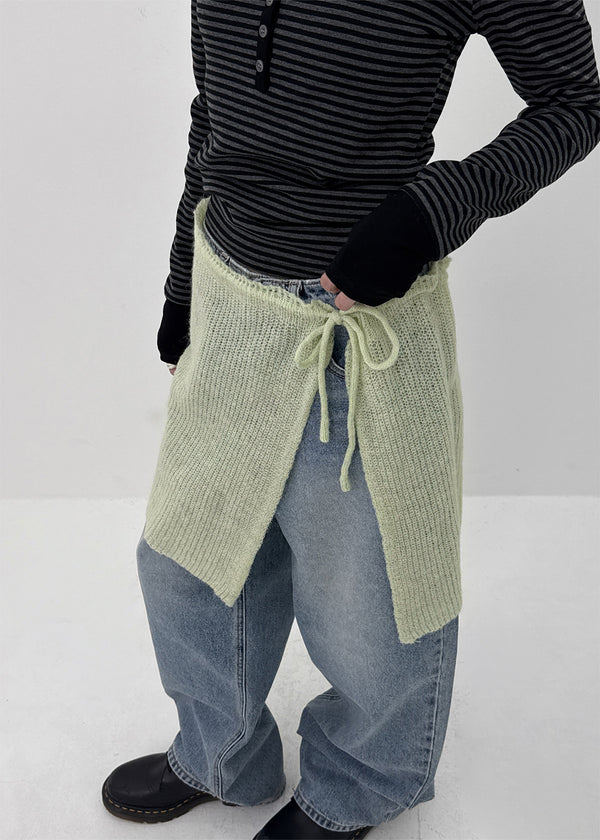 Nittomo Set - V-neck Cardigan, Layered Skirt