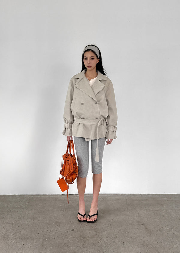 Cologne Double-button High-neck Trench Jacket