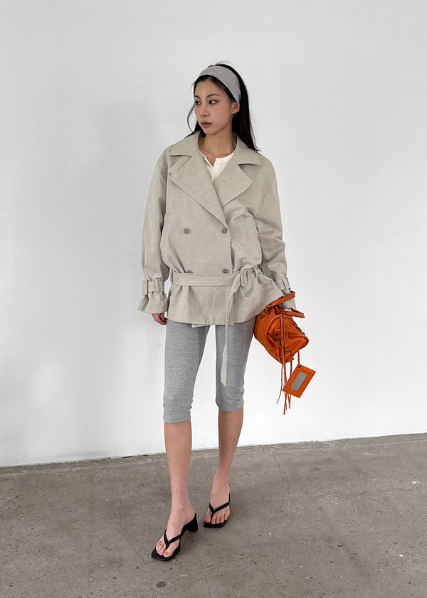 Cologne Double-button High-neck Trench Jacket