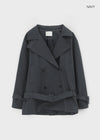 Cologne Double-button High-neck Trench Jacket