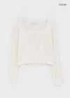 Renemu Square Neck Lace Long Sleeve T-shirt