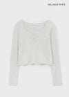 Renemu Square Neck Lace Long Sleeve T-shirt