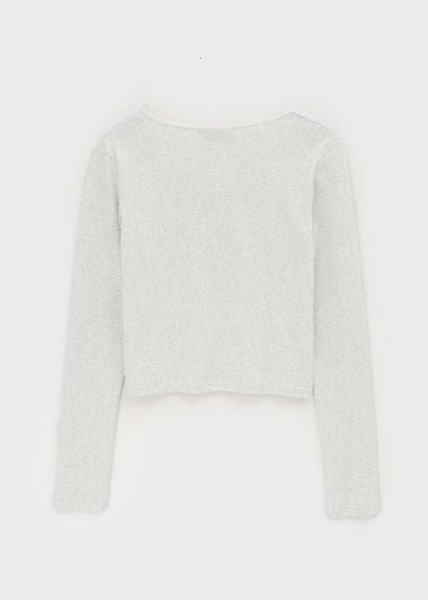 Renemu Square Neck Lace Long Sleeve T-shirt