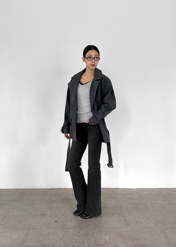 Cologne Double-button High-neck Trench Jacket