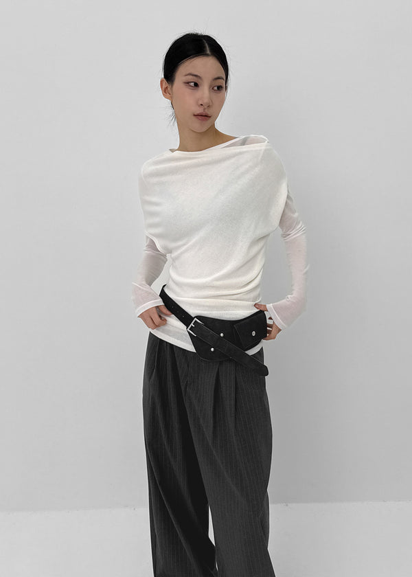 Baroshi Unbal Short Sleeve Long Knit