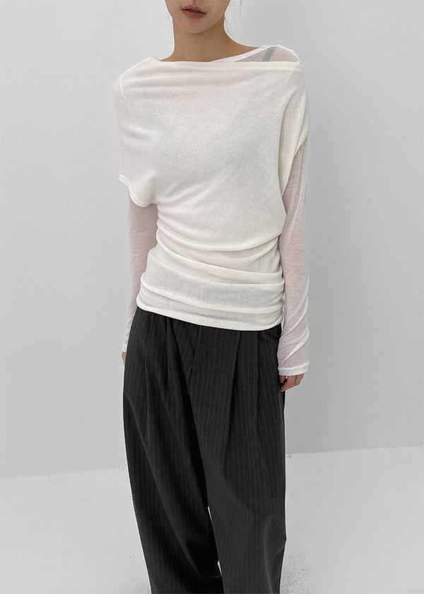 Baroshi Unbal Short Sleeve Long Knit