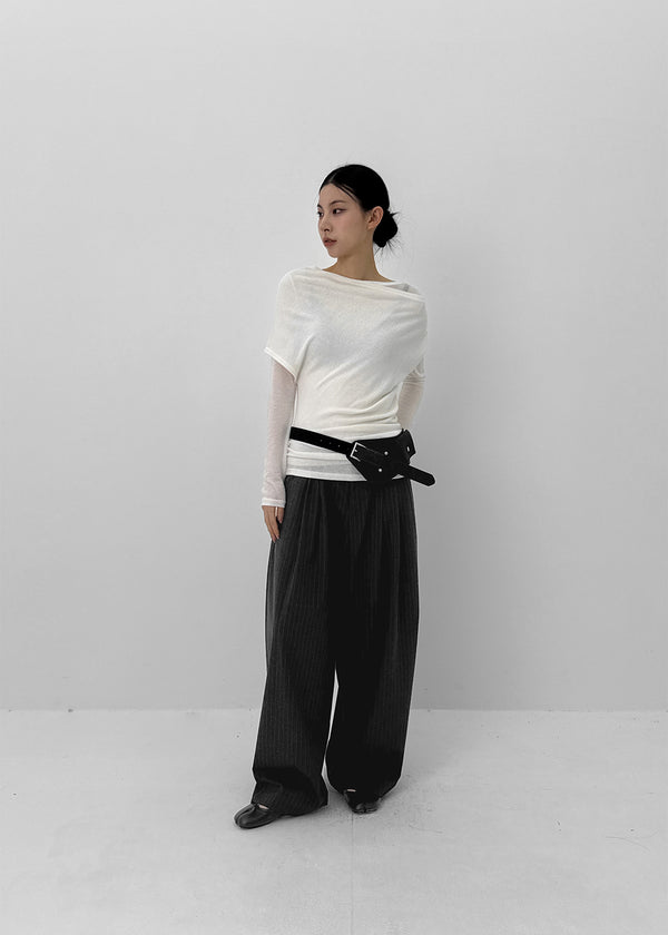 Baroshi Unbal Short Sleeve Long Knit