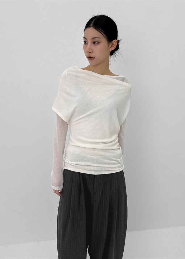 Baroshi Unbal Short Sleeve Long Knit