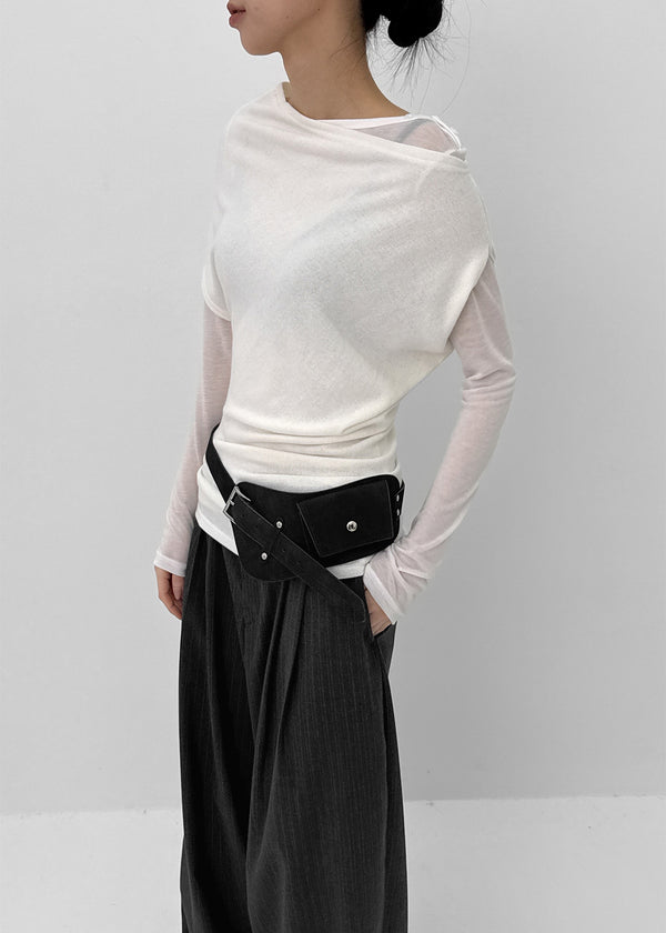 Baroshi Unbal Short Sleeve Long Knit